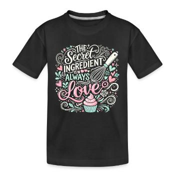 Die geheime Zutat ist immer die Liebe - Kinder Premium Bio T-Shirt - Schwarz - Vorne