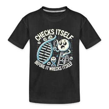 Kontrolliert sich selbst, bevor es sich selbst - Kinder Premium Bio T-Shirt - Schwarz - Vorne
