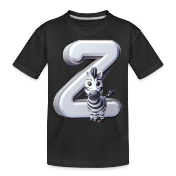 Zebra on the letter Z - Kids' Premium Organic T-Shirt - black - Front