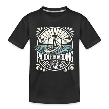 Paddleboarding macht mich nass - Kinder Premium Bio T-Shirt - Schwarz - Vorne