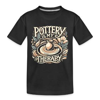 Töpfern ist meine Therapie - Kinder Premium Bio T-Shirt - Schwarz - Vorne