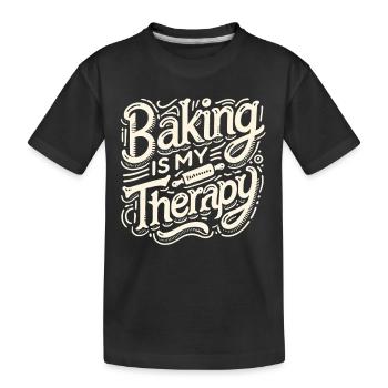 Backen ist meine Therapie - Kinder Premium Bio T-Shirt - Schwarz - Vorne
