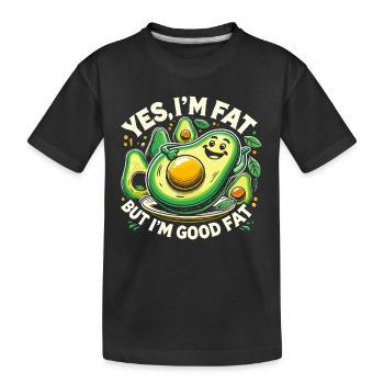 Ja, ich bin fett, aber ich bin gut fett - Kinder Premium Bio T-Shirt - Schwarz - Vorne