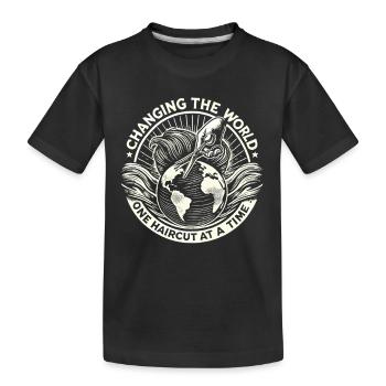 Die Welt mit einem Haarschnitt nach dem anderen - Kinder Premium Bio T-Shirt - Schwarz - Vorne