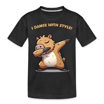 Capybara Dabbing Style - Kids' Premium Organic T-Shirt - black - Front