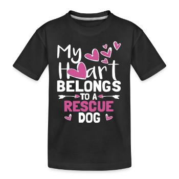 My Heart Belongs To A Rescue Dog - Kids' Premium Organic T-Shirt - black - Front