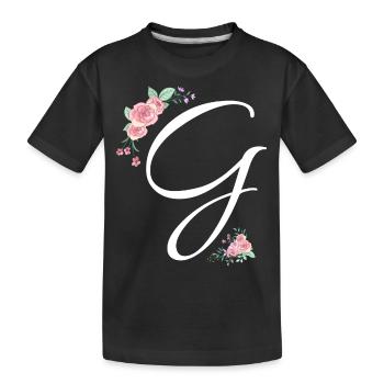 Lettre g fleurs - T-shirt bio Premium Enfant - noir - Devant