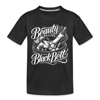 Schönheit, Köpfchen und ein schwarzer Gürtel - Kinder Premium Bio T-Shirt - Schwarz - Vorne