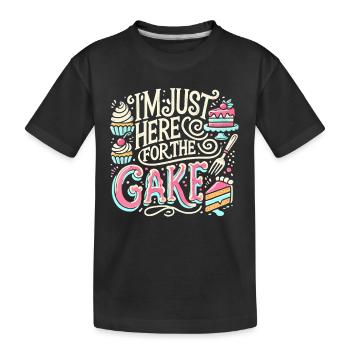 Ich bin nur wegen des Kuchens hier - Kinder Premium Bio T-Shirt - Schwarz - Vorne