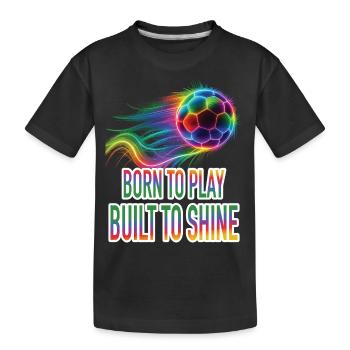 Ballon de Foot - Neon Arc-en-Ciel Football Sport - T-shirt bio Premium Enfant - noir - Devant