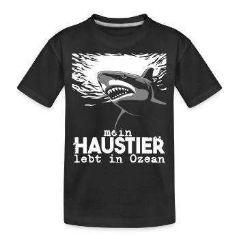 Mein Haustier lebt in Ozean - Kinder Premium Bio T-Shirt - Schwarz - Vorne