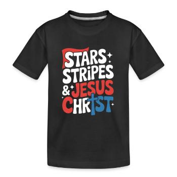 Croyant américain chrétien 4 juillet Jésus - T-shirt bio Premium Enfant - noir - Devant