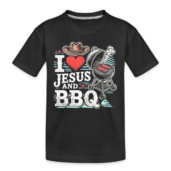 Ich liebe Jesus und BBQ - Kinder Premium Bio T-Shirt - Schwarz - Vorne