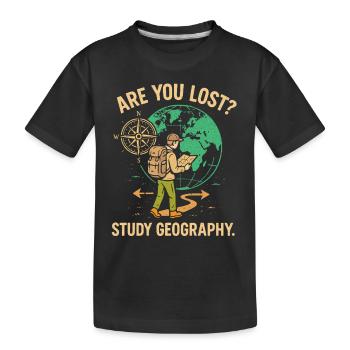 Haben Sie sich verlaufen? Geographie studieren - Kinder Premium Bio T-Shirt - Schwarz - Vorne