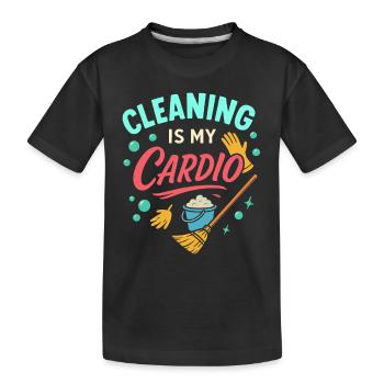 Putzen ist meine Kardio - Kinder Premium Bio T-Shirt - Schwarz - Vorne