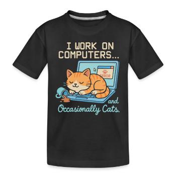 Ich arbeite an Computern und gelegentlich an - Kinder Premium Bio T-Shirt - Schwarz - Vorne