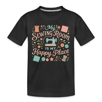 Mein Nähzimmer ist mein Glücksort - Kinder Premium Bio T-Shirt - Schwarz - Vorne
