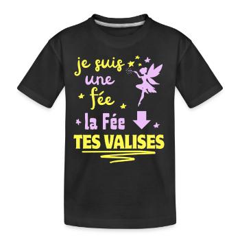je suis une fée la fée tes VALISES - T-shirt bio Premium Enfant - noir - Devant