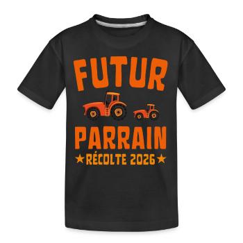 Futur PARRAIN Récolte 2026 Tracteur - T-shirt bio Premium Enfant - noir - Devant