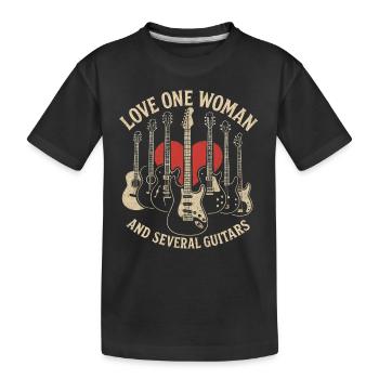 Liebe Eine Frau und mehrere Gitarren - Kinder Premium Bio T-Shirt - Schwarz - Vorne