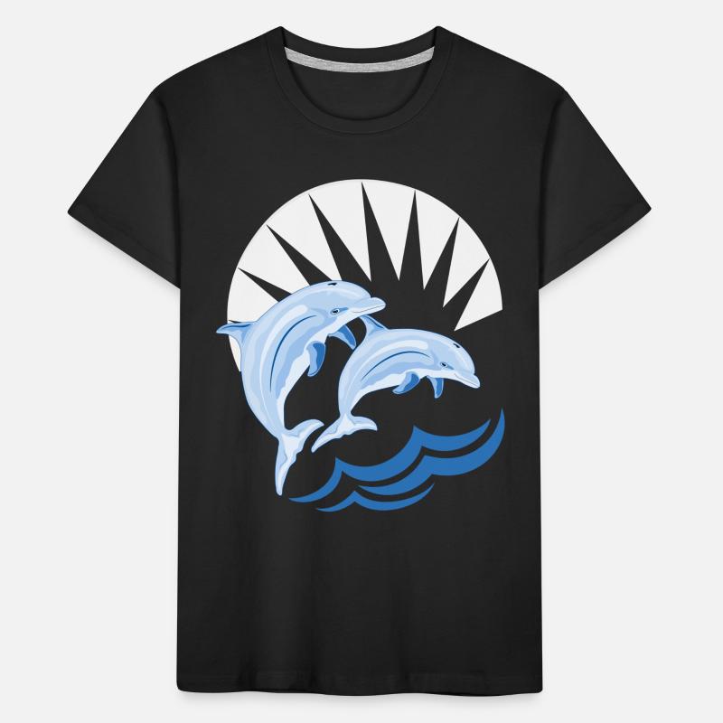 Springendes Delfin-Duo Kinder Premium Bio T-Shirt