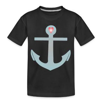 Anker Maritim Herz - Kinder Premium Bio T-Shirt - Schwarz - Vorne