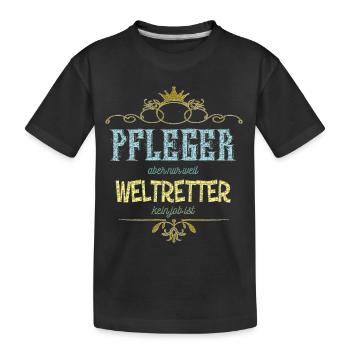 Pfleger Weltretter - Kinder Premium Bio T-Shirt - Schwarz - Vorne