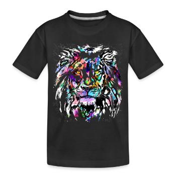 Tête de Lion colorée - Signe du Lion - T-shirt bio Premium Enfant - noir - Devant