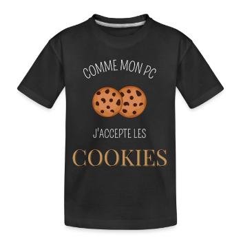 Comme mon pc j'accepte les cookies - T-shirt bio Premium Enfant - noir - Devant