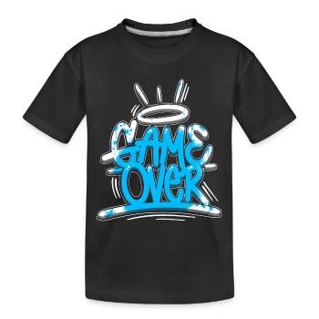 Game Over Graffiti Blau - Kinder Premium Bio T-Shirt - Schwarz - Vorne