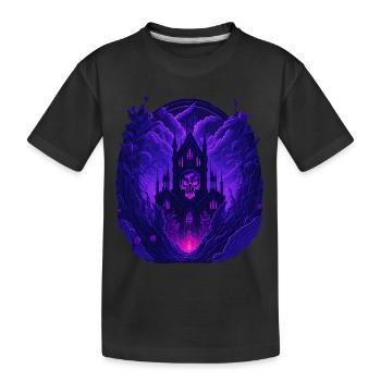 neon gothic architecture gothic castle - Kids' Premium Organic T-Shirt - black - Front