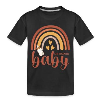 Boho Rainbow Hearts Baby Bottle Baby on Board - Kids' Premium Organic T-Shirt - black - Front