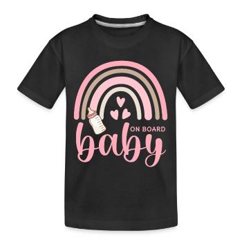 Boho Rainbow Hearts Baby Bottle Baby on Board - Kids' Premium Organic T-Shirt - black - Front