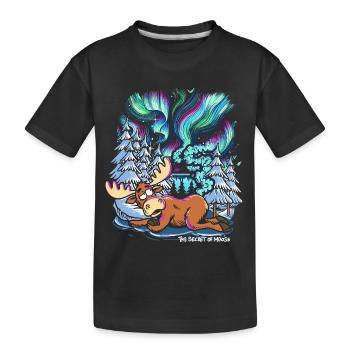 Northern Lights - Moose - Aurora Borealis - Kids' Premium Organic T-Shirt - black - Front