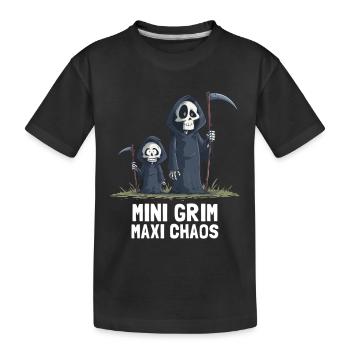Kleiner Grim – Der Sensenmann des Chaos - Kinder Premium Bio T-Shirt - Schwarz - Vorne