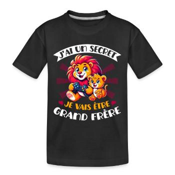 j'ai un secret je vais être grand frère - T-shirt bio Premium Enfant - noir - Devant