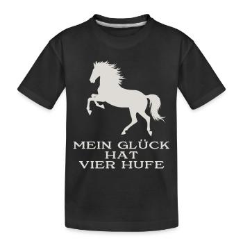 Mein Glück hat vier Hufe - Kinder Premium Bio T-Shirt - Schwarz - Vorne