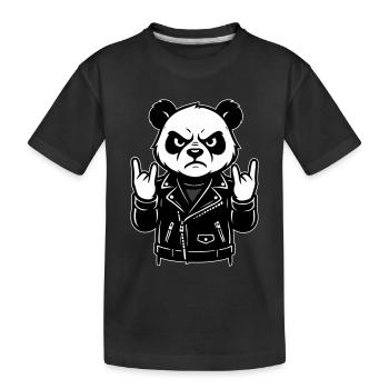 Rocker Panda Metalhead Look - Kids' Premium Organic T-Shirt - black - Front