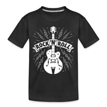 Rock'N'Roll Banner with Guitar - Kids' Premium Organic T-Shirt - black - Front