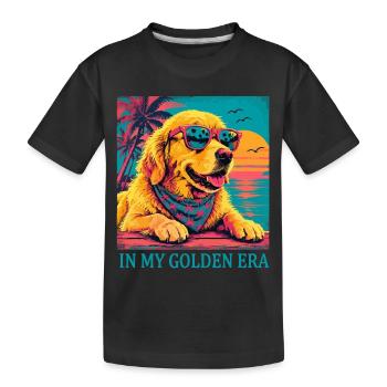 Golden Retriever Era Vintage | Chien Retro Sunset - T-shirt bio Premium Enfant - noir - Devant
