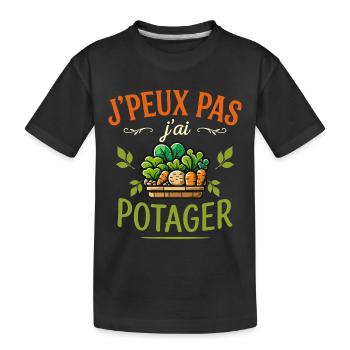 J'Peux Pas J'Ai Potager Humour Cadeau Jardinier - T-shirt bio Premium Enfant - noir - Devant
