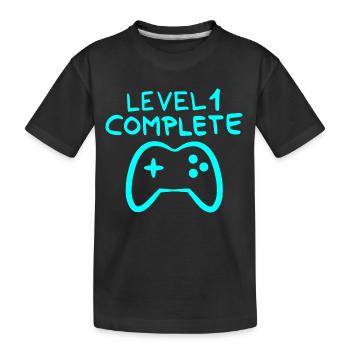 Level 1 complete 1 Geburtstag Spielkonsole - Kinder Premium Bio T-Shirt - Schwarz - Vorne
