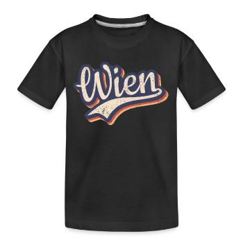 Österreich Wien Vintage Retro Typografie - Kinder Premium Bio T-Shirt - Schwarz - Vorne