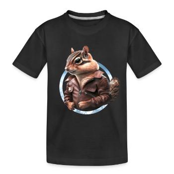 Streifenhörnchen Flugkapitän Lederjacke Pilot - Kinder Premium Bio T-Shirt - Schwarz - Vorne