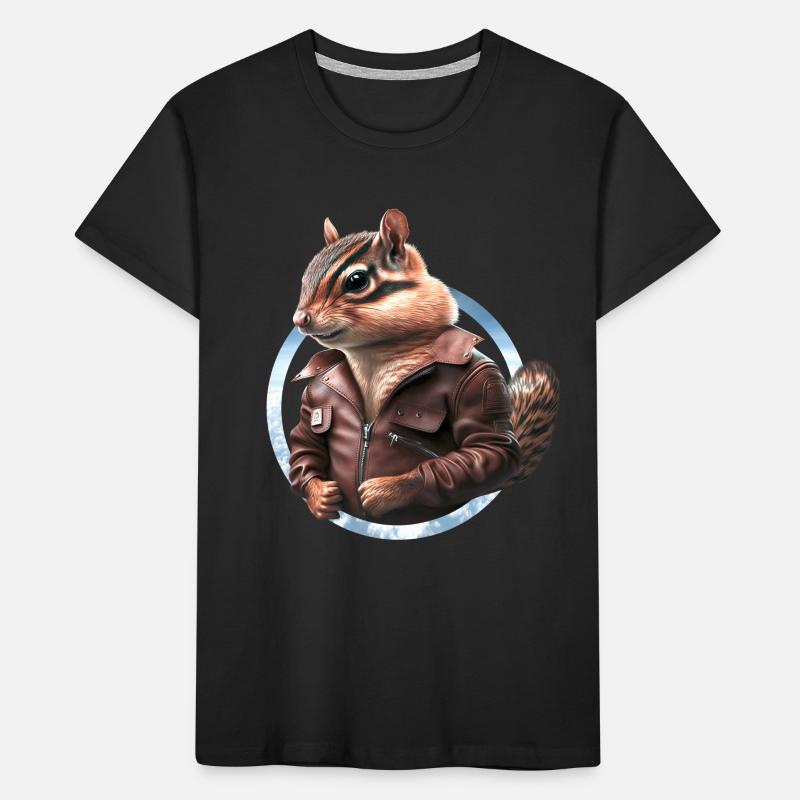 Chipmunks Captain Leather Jacket Pilot T-shirt bio Premium Enfant