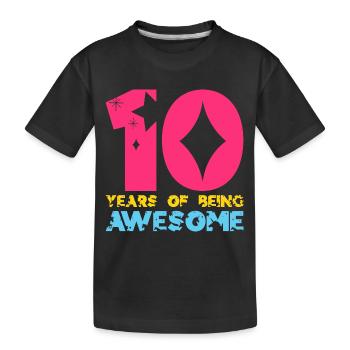 10 YEARS OF BEING AWESOME UNICORN 10TH BIRTHDAY - Kids' Premium Organic T-Shirt - black - Front