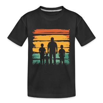 Vatertag Vater mit drei Söhnen retro vintage - Kinder Premium Bio T-Shirt - Schwarz - Vorne