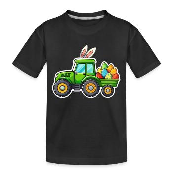 Tracteur lapin de Pâques avec oreilles de lapin - T-shirt bio Premium Enfant - noir - Devant