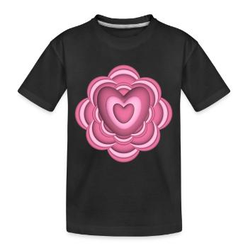 Rosa Herz mit Blume, eine lieb Überraschung. - Kinder Premium Bio T-Shirt - Schwarz - Vorne