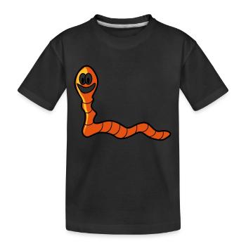 Regenwurm Wurm - Kinder Premium Bio T-Shirt - Schwarz - Vorne